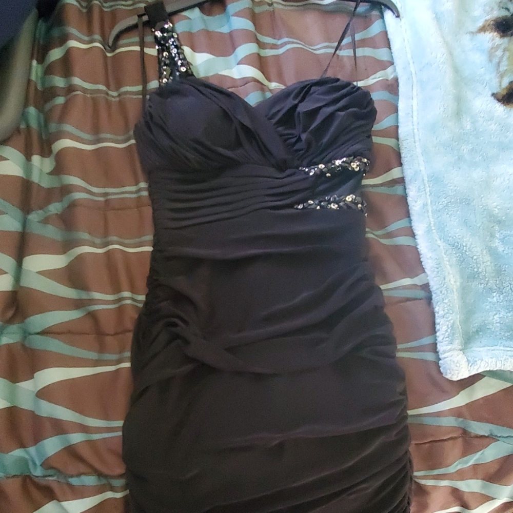 Mini black one shoulder dress